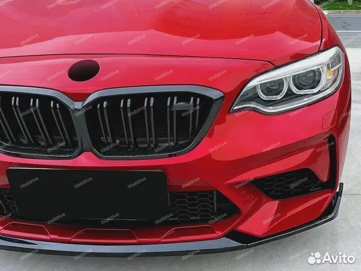 Сплиттер BMW M2 F87 стиль CS черный глянец