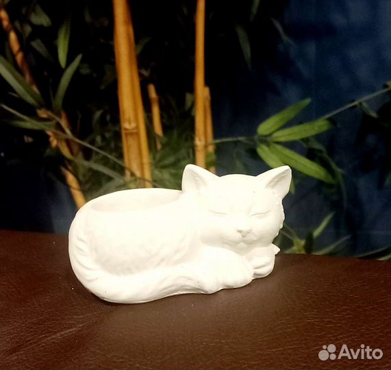 Кот кашпо ваза гипс бетон