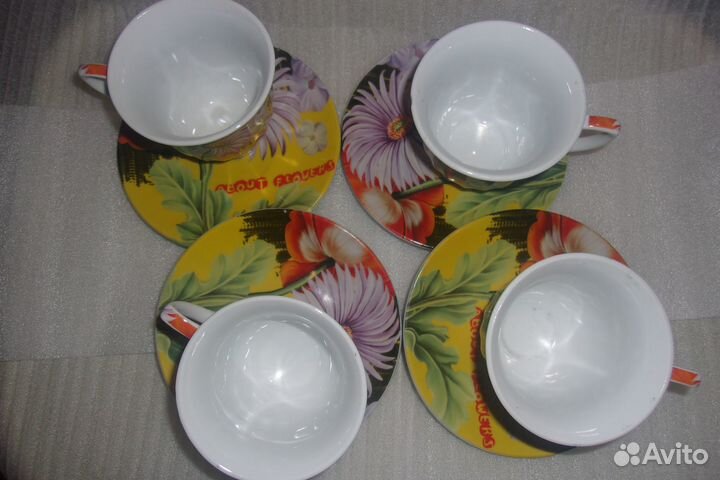 Чайно-кофейная пара, фарфор, Новая. (8 предметов)