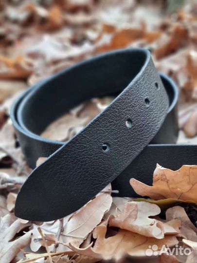 Ремень кожаный мужской черный skinner