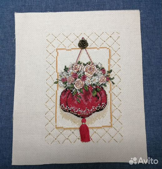 Картина вышитая крестом ручная работа, миниатюры