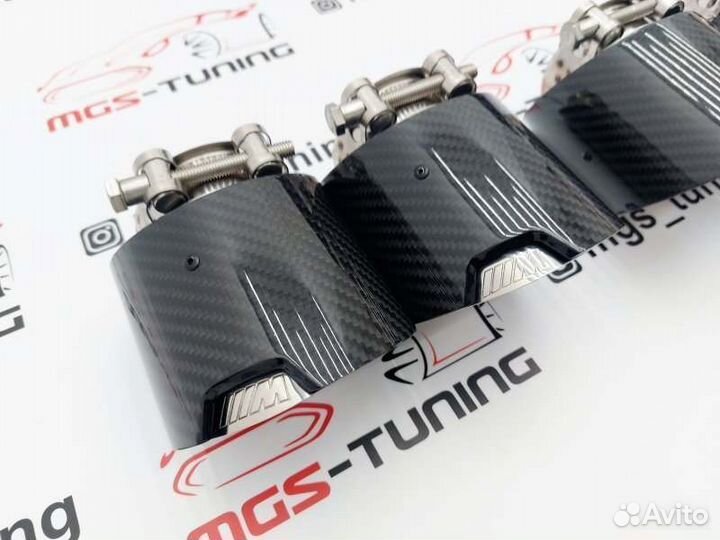 Насадки на выхлоп 102мм BMW M Pro карбон 2x2