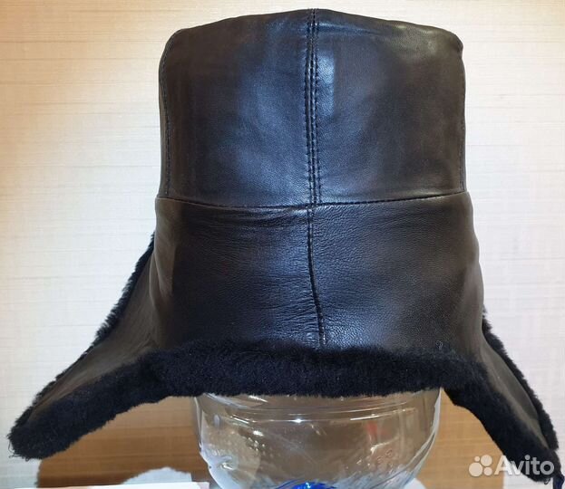 Мужская шапка ушанка мех и кожа овчина.58р