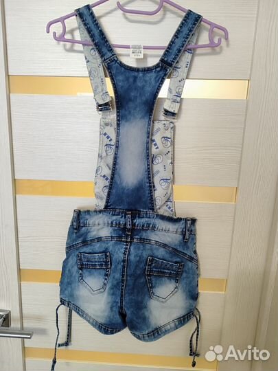 Джинсовый комбинезон женский шорты