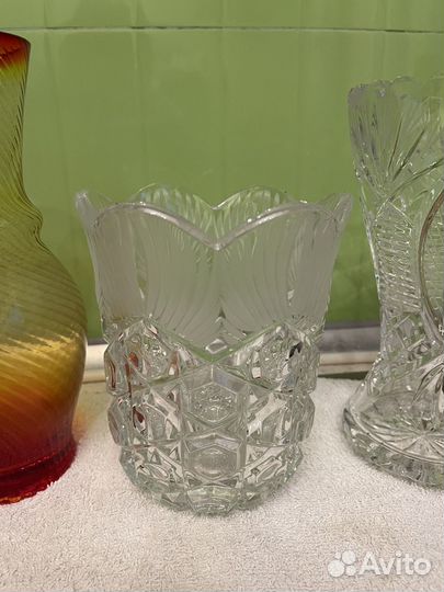 Хрустальная ваза цветное стекло