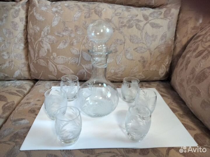 Графин+ 6 стопок. Стекло, СССР