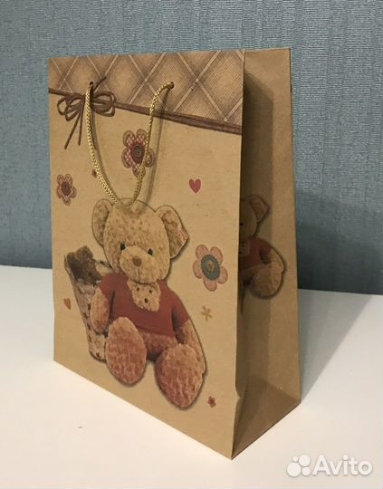 Пакет крафт Мишки, 19*25*8 см