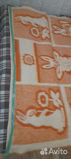Одеяло шерстяное детское СССР 140х90
