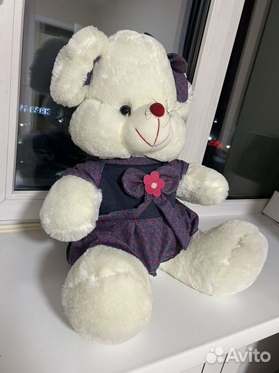 Плюшевый медведь, белая мышка, мягкая игрушка