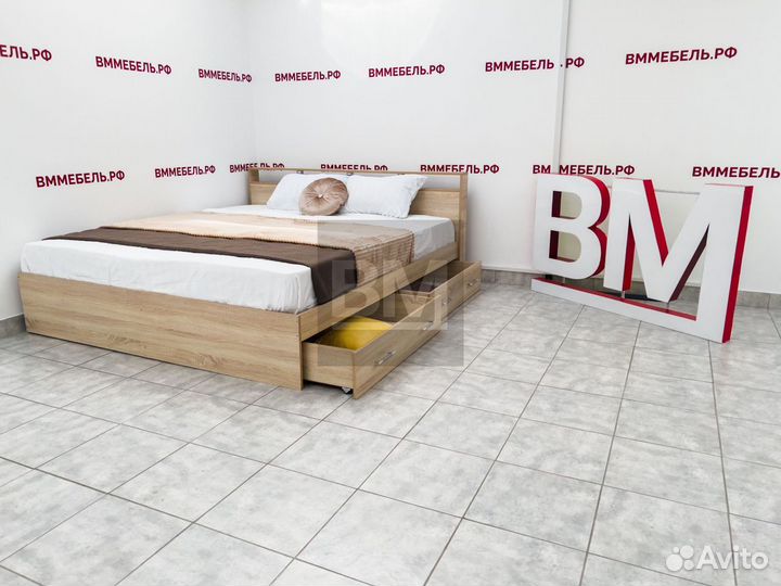 Кровать двуспальная с ящиками кинг сайз