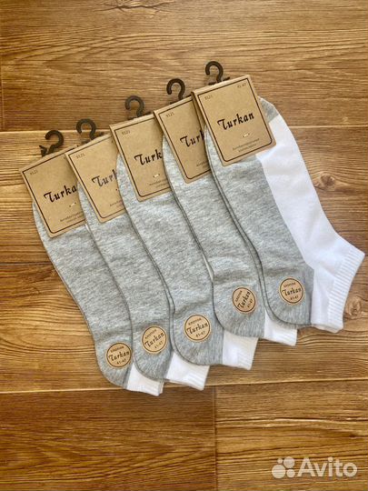 Носки белые с серым Turkan 5 пар (р 41-47 )