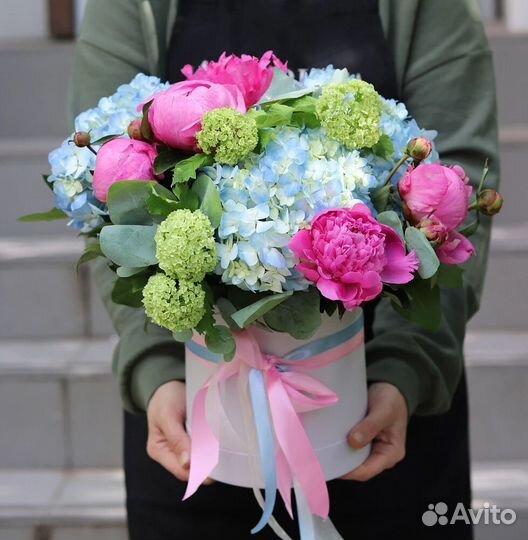 Букет в шляпной коробке 