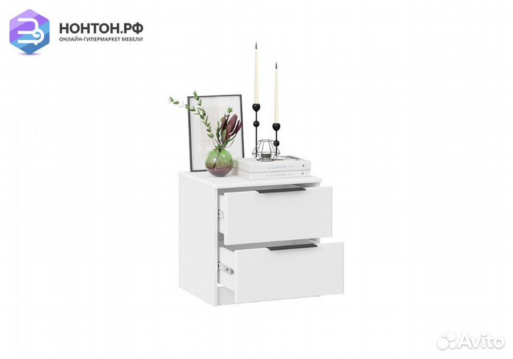 Тумба прикроватная Тесса белый жемчуг / белый глян