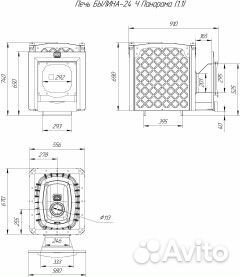 Банная печь Теплодар Былина 24-Ч Панорама