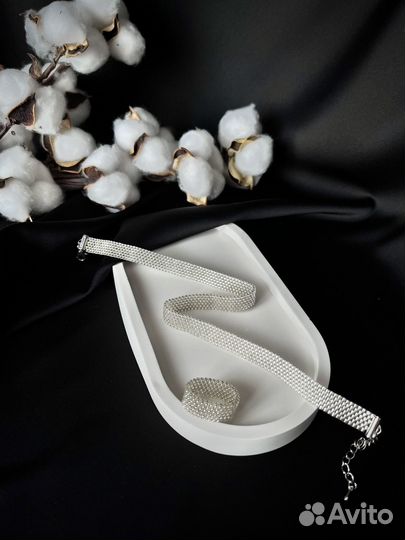 Чокер и кольцо из японского бисера