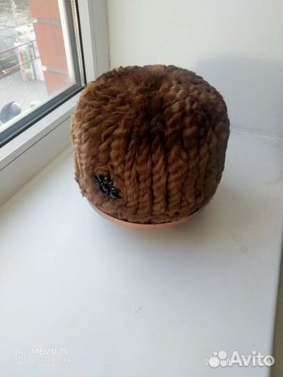 Шапка вязанная из кролика