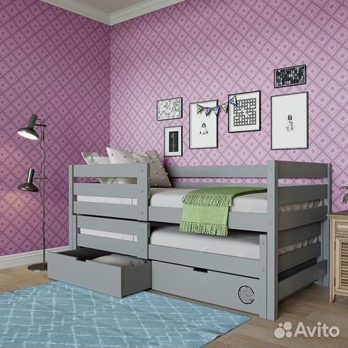 Кроватка выдвижная из массива матрешка от 2х лет