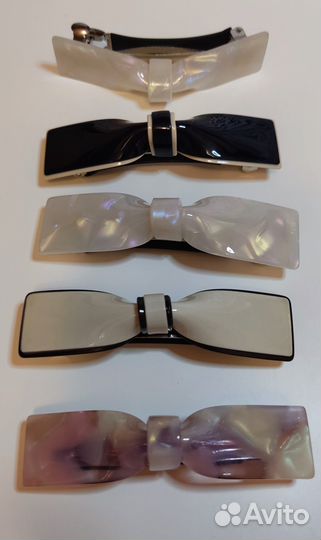 Заколка автомат для волос бантик перламутровый