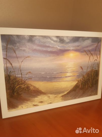 Картина маслом море дюны закат
