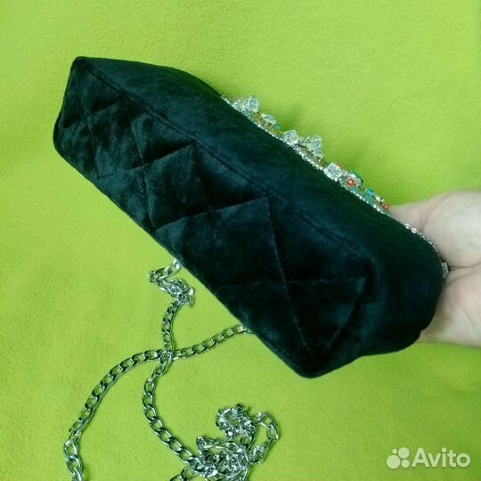 Клатч черный бархатный. Винтажный стиль