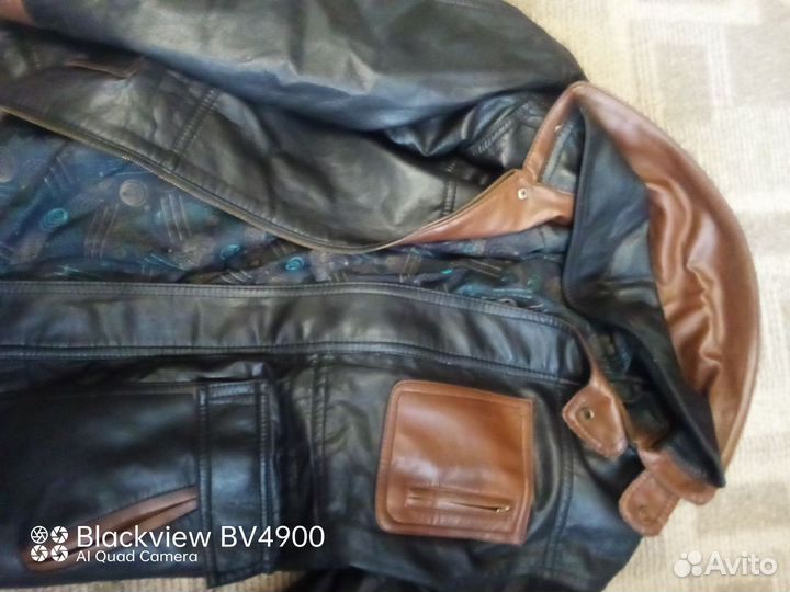 Кожаная куртка мужская 52 54 бу