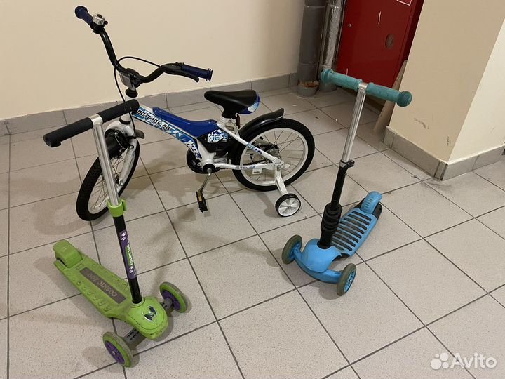 Детский велосипед stels 14 и 2 самоката