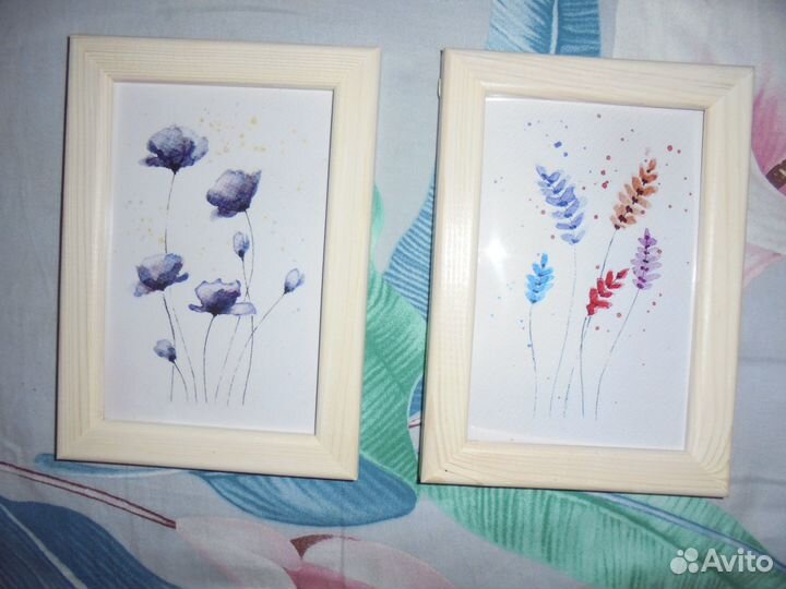 Наб 4 панно 13х17 в дерев рамке Луговые травы