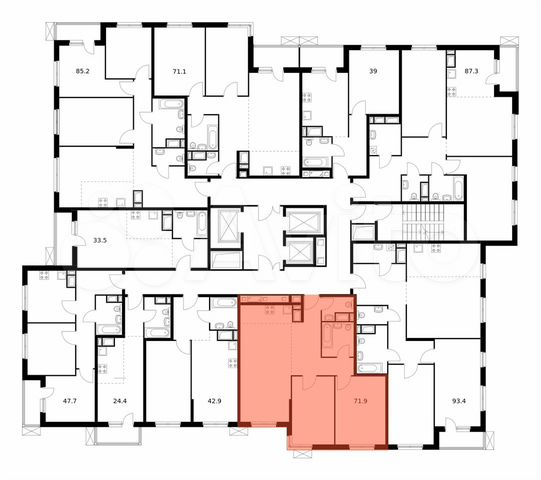 2-к. квартира, 71,9 м², 15/24 эт.