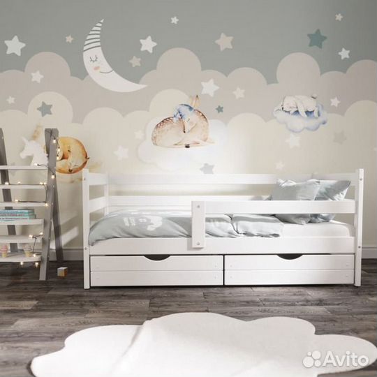 Кроватка берёза для малыша высокий борт софа