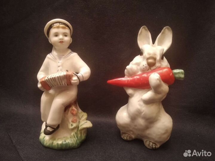 Фарфоровые статуэтки СССР Морячок и Заяц и др