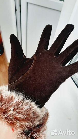 Новые Перчатки нат. замша коричневые