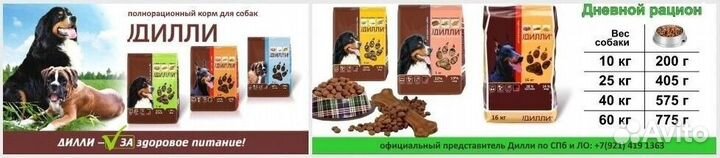Корма для собак дилли в ассортименте