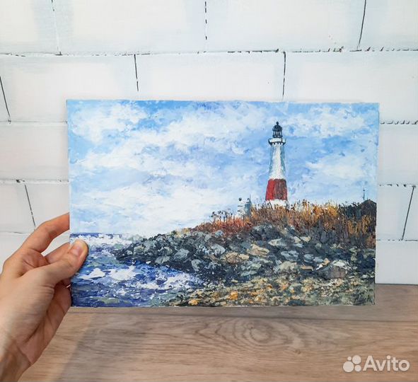 Картина морской пейзаж Этюд маяк Картина пляж