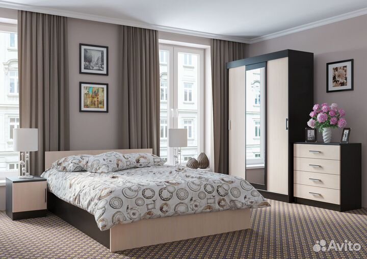 Тумба прикроватная дуб венге/дуб млечный