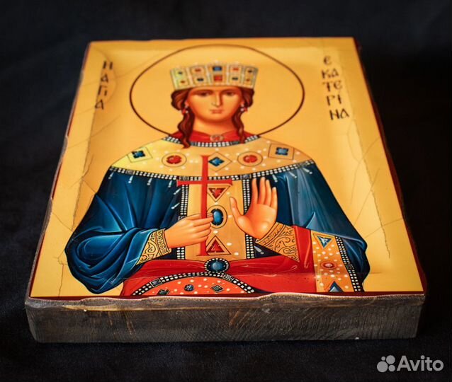 Деревянная именная икона Св. Екатерины