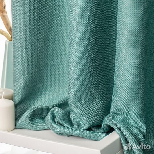 Шторы рогожка орфей бирюза новые на окна пошив