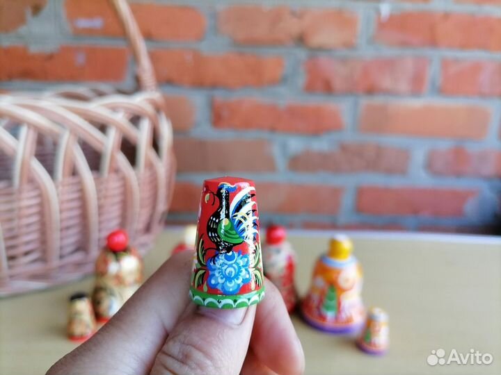 Комплект колокольчик и наперсток с росписью