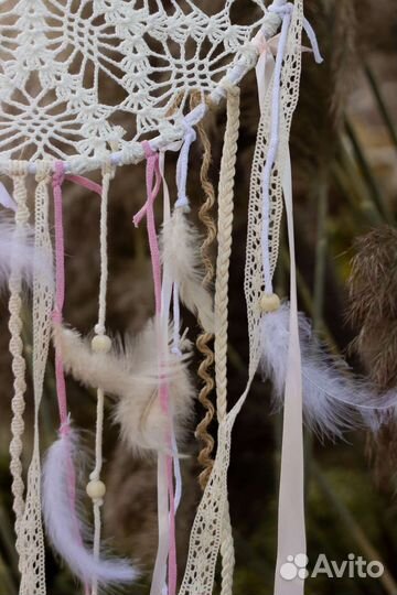 Нежный ловец снов с кружевом розовый