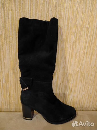 Сапоги зимние замшевые