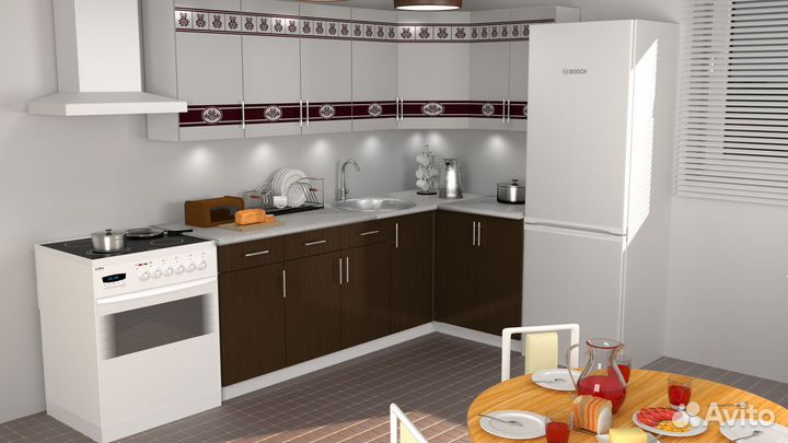 Кухня углов Селена 981 венге/орнамент №9 2,2*1,2 м