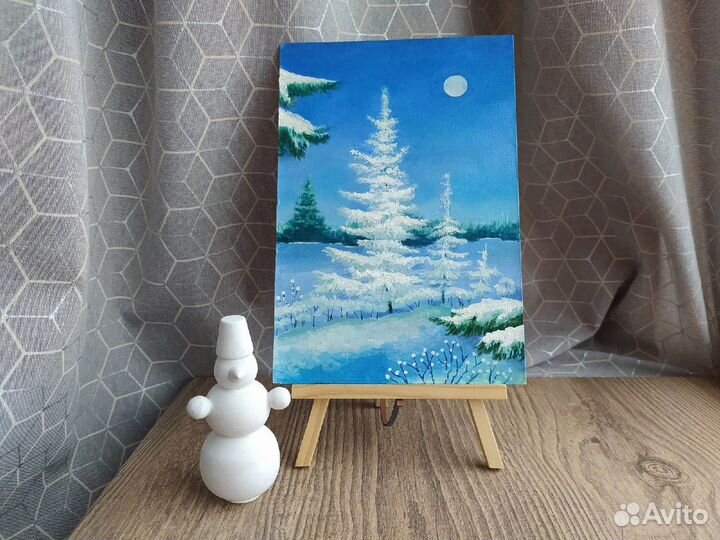 Картина Белые ёлочки 14х21см