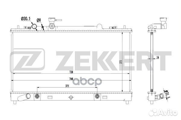 Радиатор охл. дв. Mazda 6 II 07- mk-1204 Zekkert