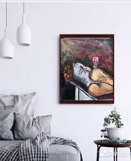 Картина в интерьер«девушка с бокалом»