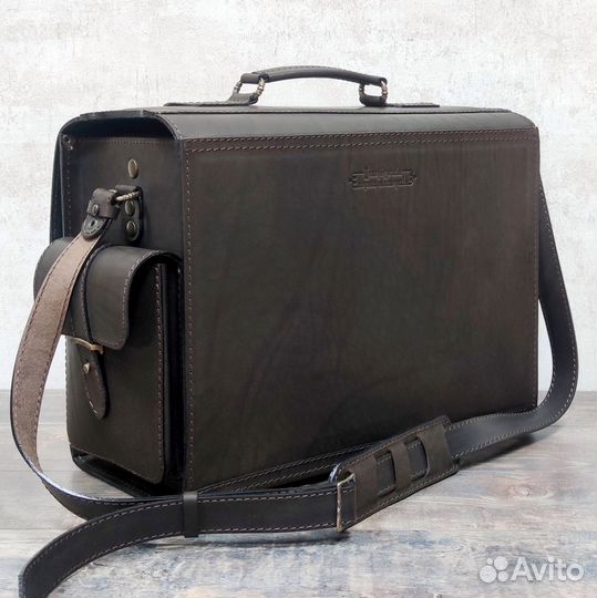 Кофр требный большой коричневый, натуральная кожа