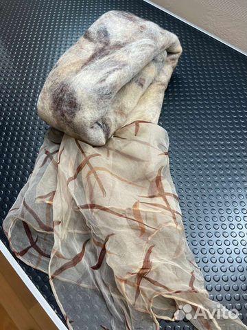 Палантин с валяной шерстью 150х70см