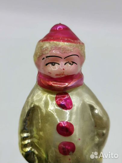 Ёлочная игрушка Мальчик в костюме клоуна СССР