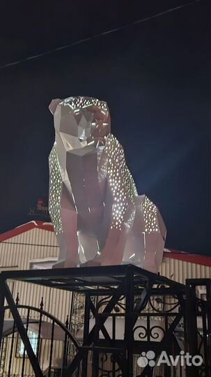 Медведь статуя, полигональная фигура из нержавейки