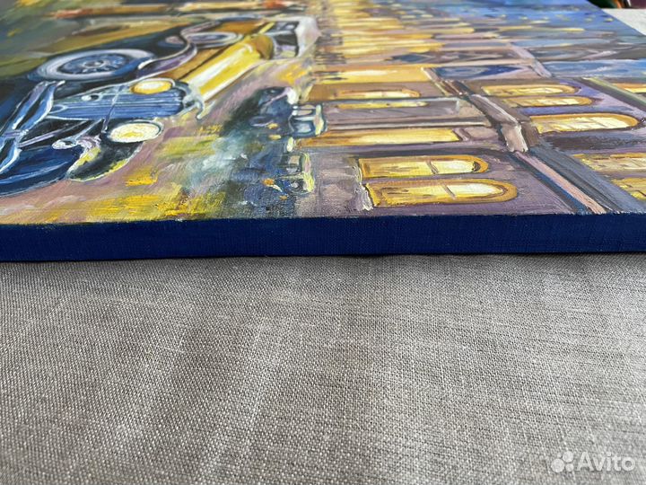 Картина маслом на холсте городской пейзаж Пара