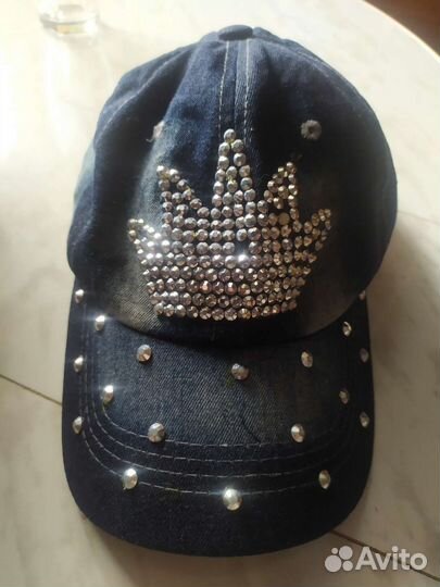 Кепка женская джинсовая со стразами