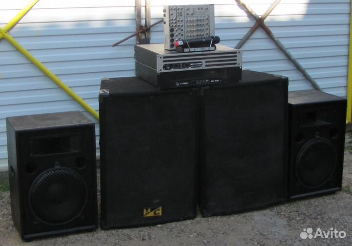 Колонки FA MC 2000W 4шт Усилители Микшер Микрофон